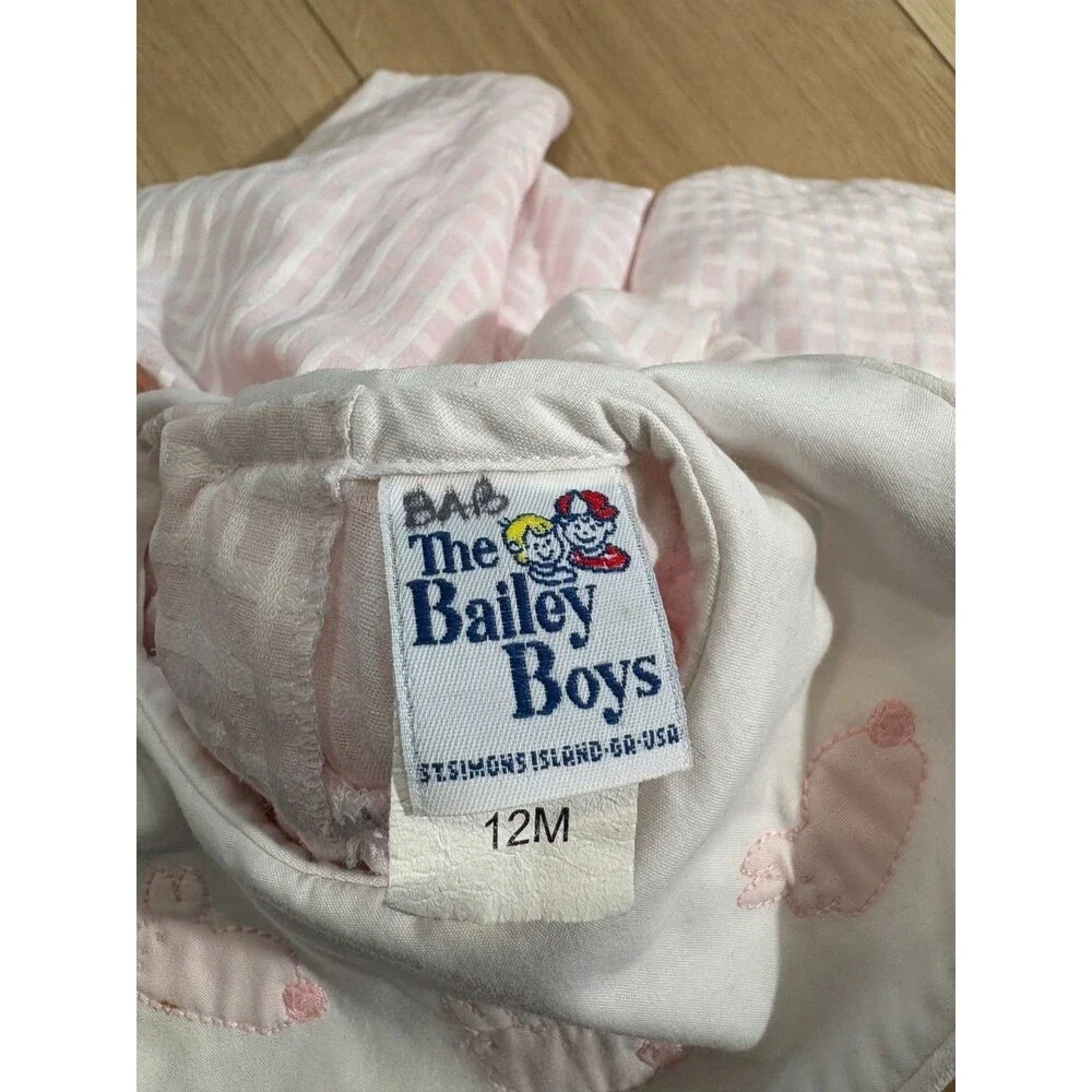 Vintage The Bailey Boys Baby Girl Dress 12M Smocked Style Pink Bunny Collar